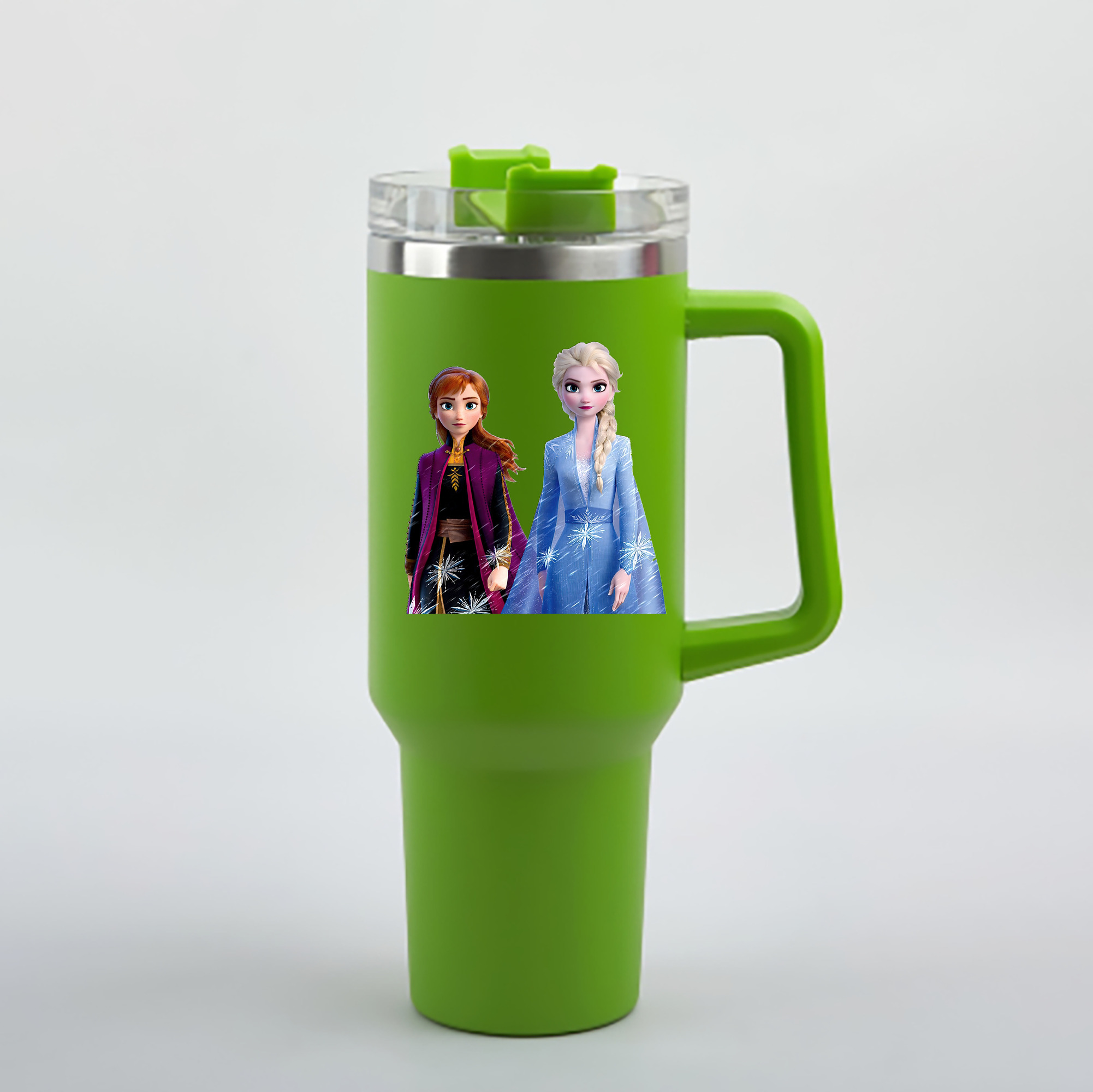 （画像用） アナと雪の女王 アンナ エルサ Frozen Anna Elsa 1200mL車用タンブラー - クリスタルステッカー（プラスチックストロー付き）